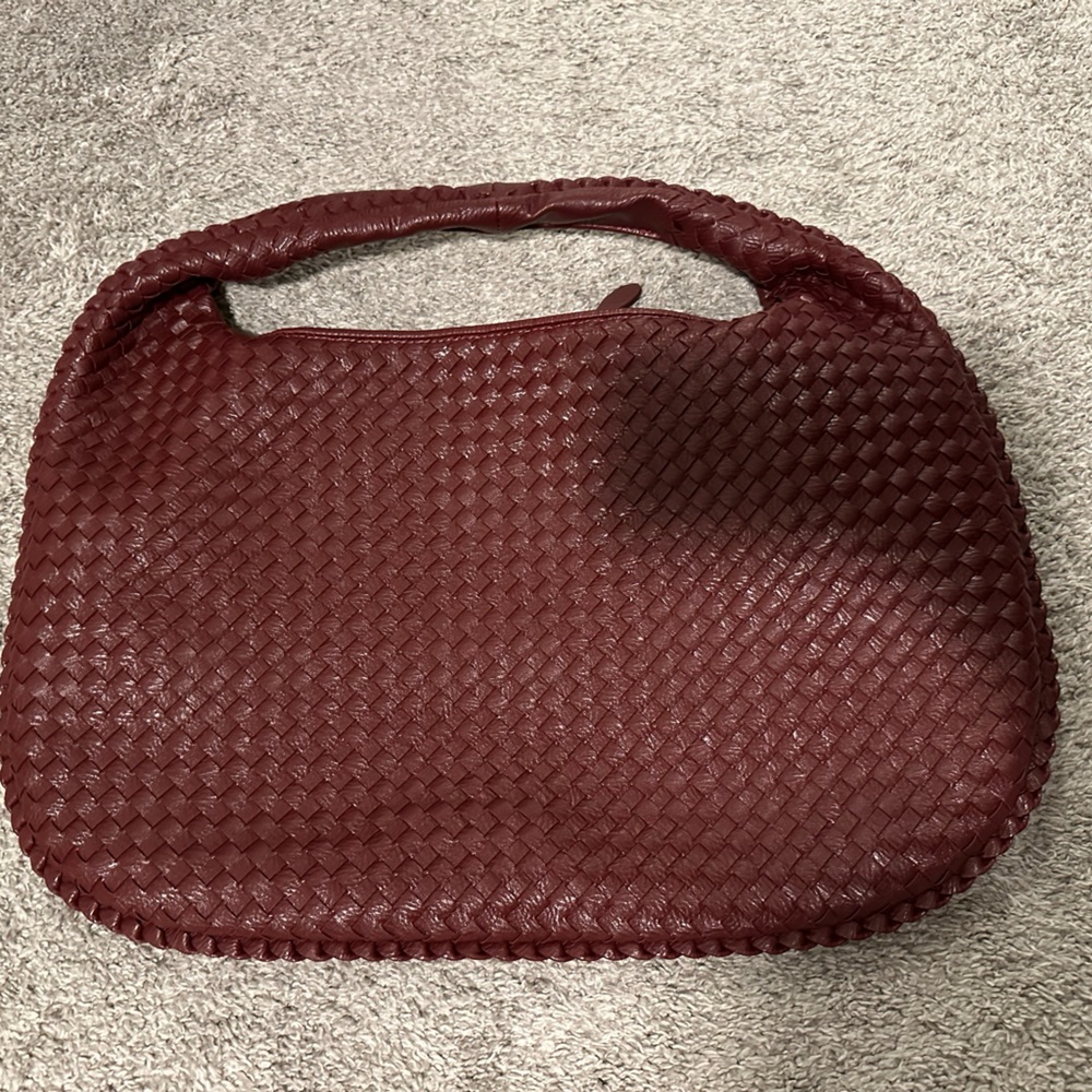 Woven Burgundy Handbag